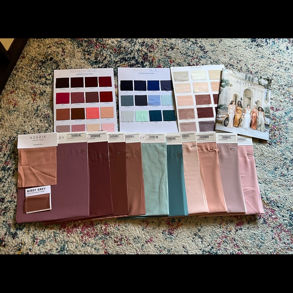 Revelry, Azazie, Birdy Grey & Kennedy Blue Color swatches